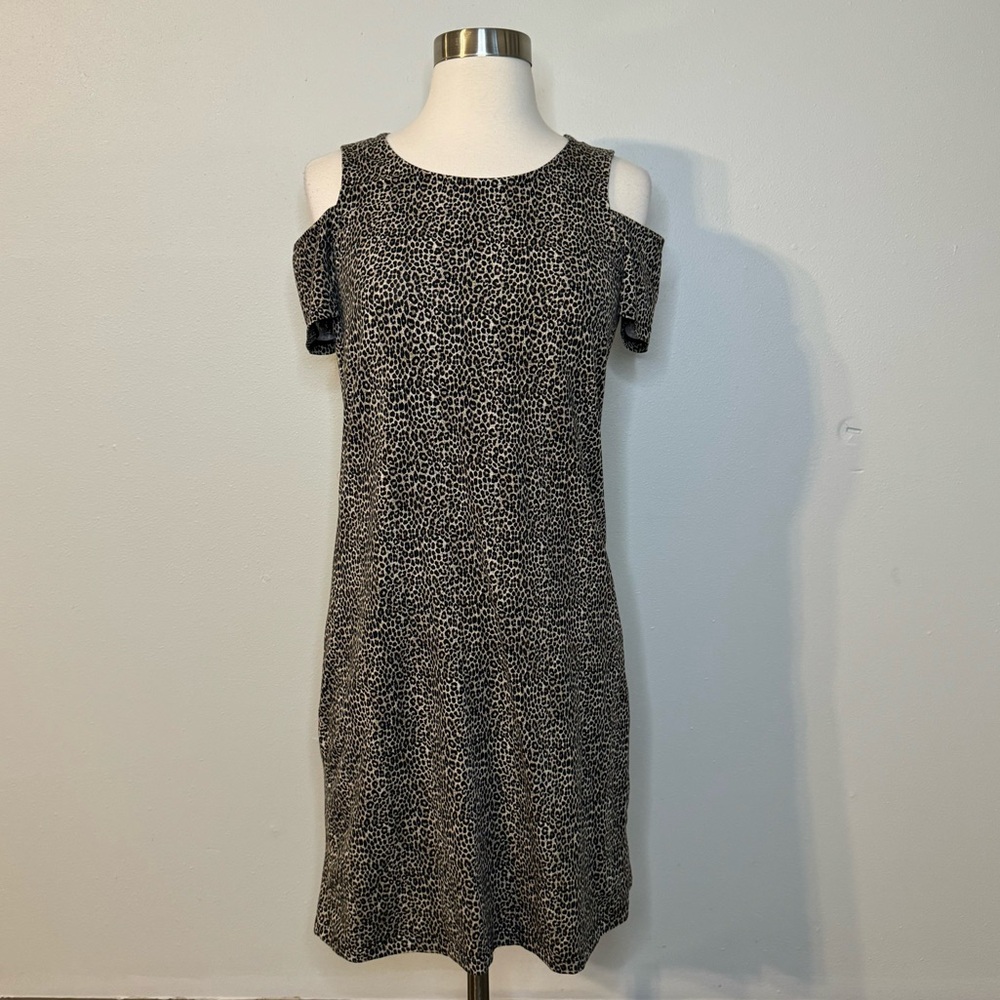 Michael Kors Dress Size Small stretch leopa print cold shoulder